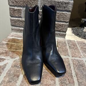 Franco‎ Sarto Bayden Square Toe Boot Black Women's 10 Leather Chic Western